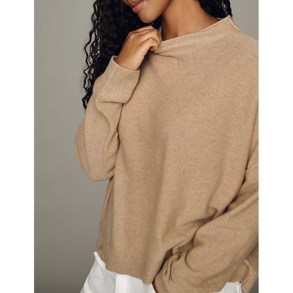 Anthropologie Pilcro Cashmere Sweater Alani Mock Neck Tan XS